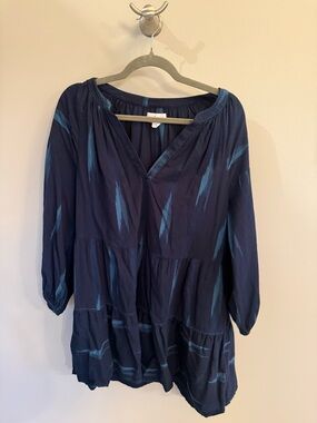 Velvet by Graham & Spencer Navy Dress with Teal Stripe Detail